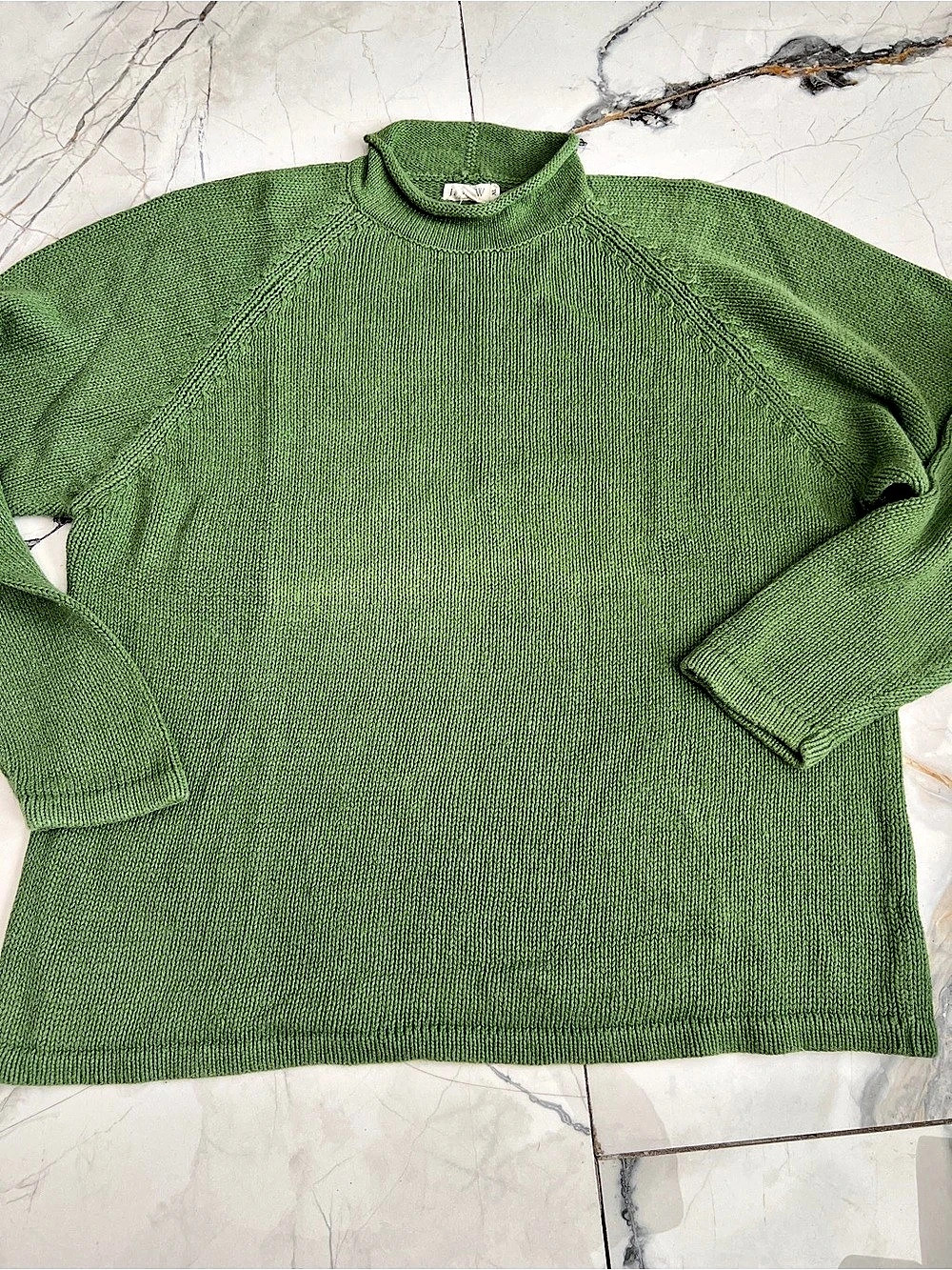 J.Crew Green Turtleneck Sweater Size XL linen cotton blend